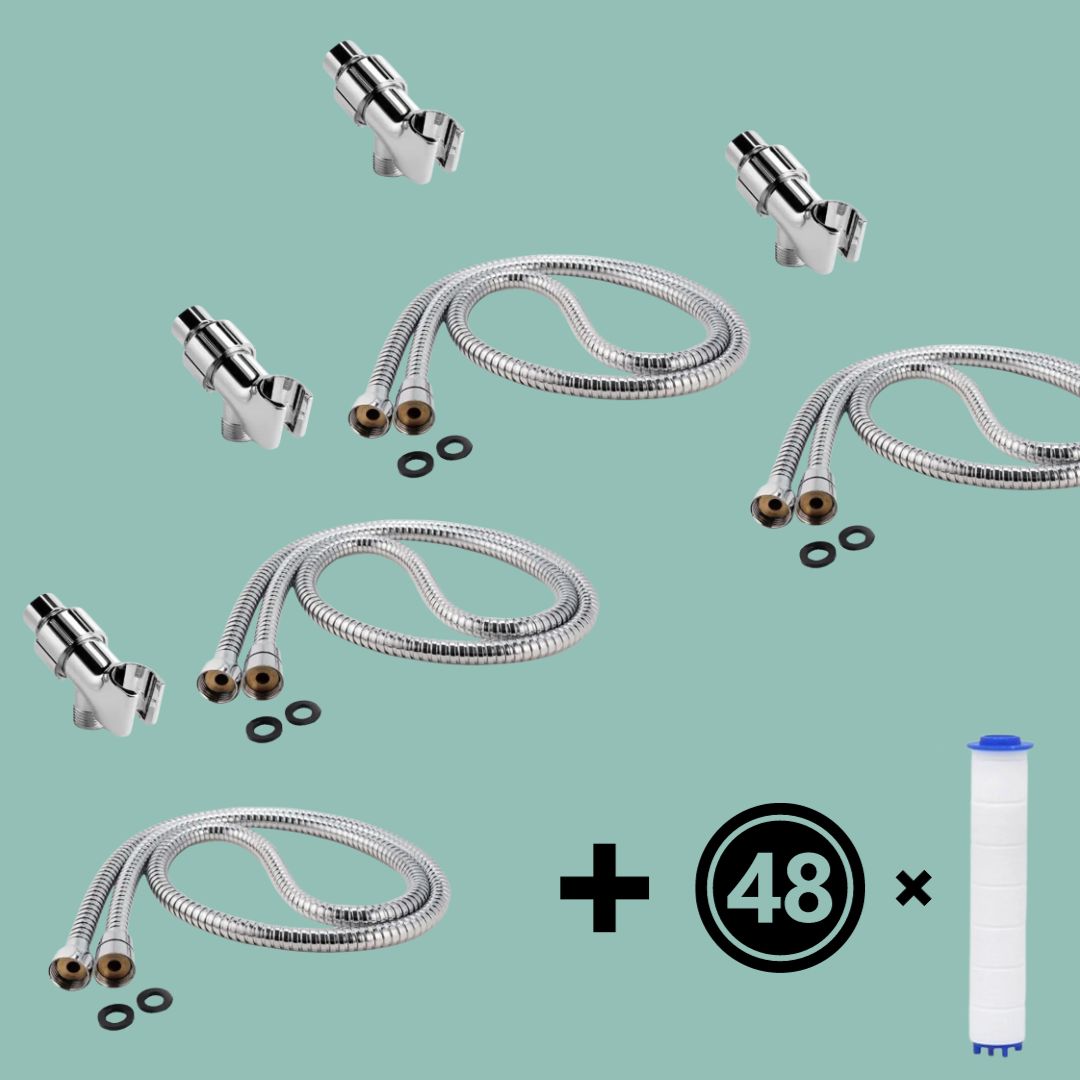 4 Shower hose + Holder + 48 Filters