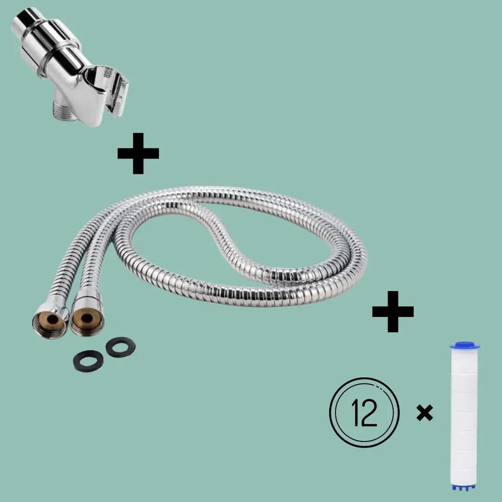 Shower hose + Holder + 12 Filters Drivse