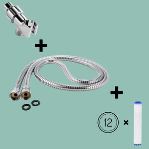 Shower hose + Holder + 12 Filters Drivse